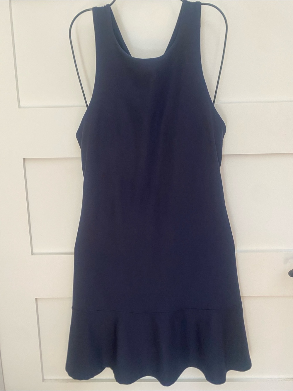 Sleeveless Navy Ruffle-Hem Mini Dress
